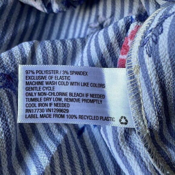 Xhilaration Blue & White Striped Cold Shoulder Floral RuffleTop (Size: M) - Picture 12 of 12